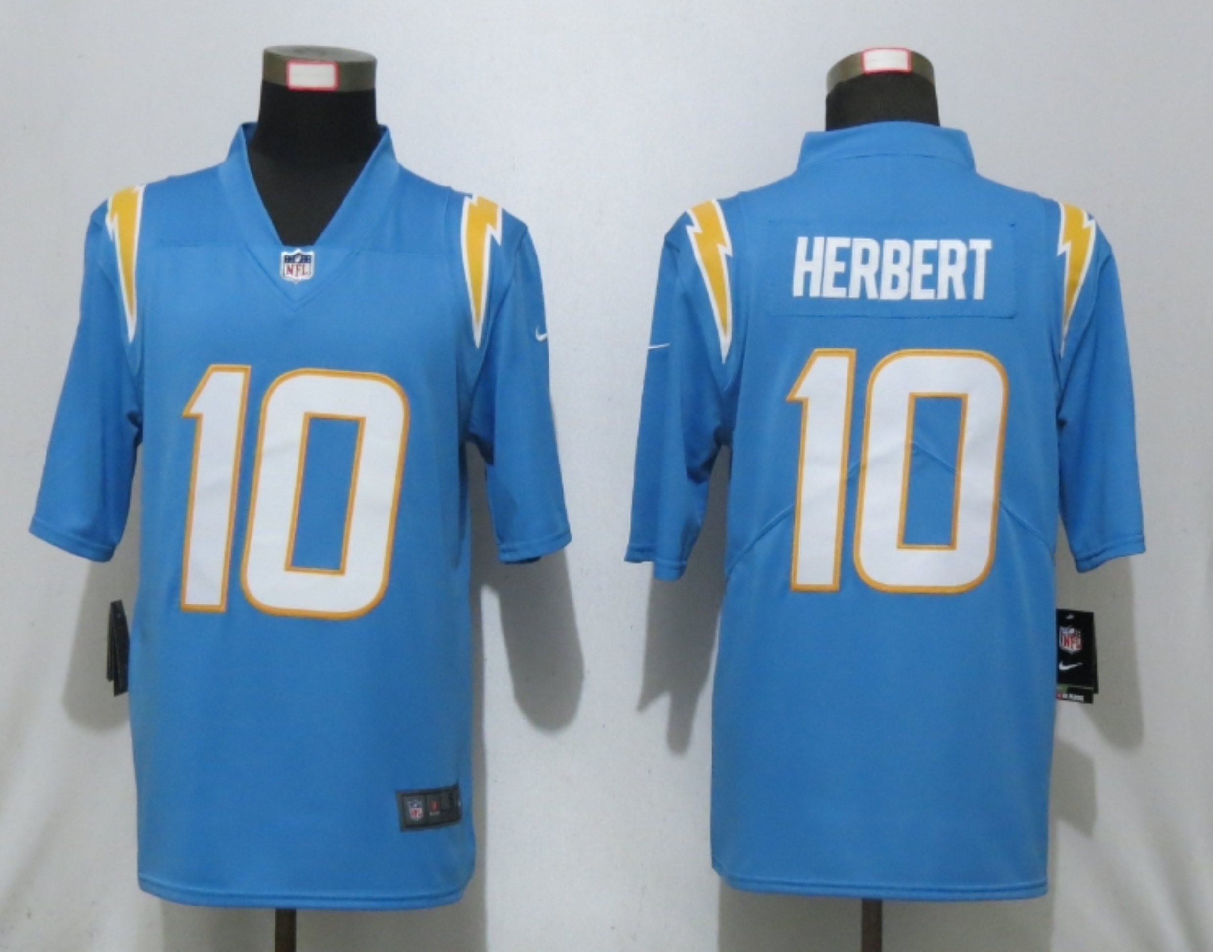 Men New Nike San Diego Chargers #10 Herbert Powder Blue Los Angeles 2020 NFL Draft First Round Pick Game Jersey